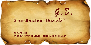Grundbecher Dezső névjegykártya